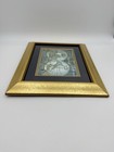 Framed Antique Style World Map Double Hemisphere Gold Frame Wall Art Decor