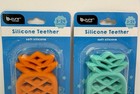 Set Of 2 B-pure Food Grade Silicone Teether  Orange   Blue 3-24 Months  Bpa Free