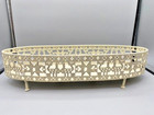Unusual Vintage Candle Holder For 4 Tapers  Retriculated Basket Folk Art Oblong