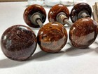 Antique Vintage Brown Swirl Porcelain Door Knobs Salvage Lot