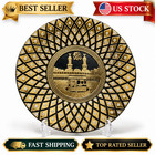 Islamic Kaaba Decorative Wall Plate Gold   Black Crystal Accent Gift
