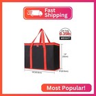 Bodaon 1-pack Insulated Reusable Grocery Shopping Bags  X-large  Black-red