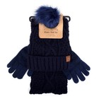 Women s Knit Hat Scarf   Gloves 3-piece Sets Solid Color Acrylic Winter Beanie