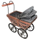 Vintage Pram Baby Doll Stroller Wood Cane Metal Carriage Buggy