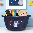 Space Storage Basket  Cotton Rope Woven Basket With Handle Small Laundry Bask   