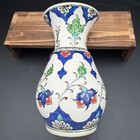 Altin Cini Kutahya Turkish Pottery Vase Hand Painted Floral Blue Red 6   