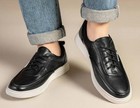 Fashion Men s Round Toe Real Leather Lace Up Flats Casual Black Driving Shoes 