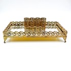 Vanity Tray Lipstick Holder 8x4  Footed Hollywood Regency Metal Filigree Vintage