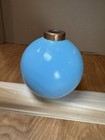 Antique Plain Round Blue Milk Glass Lightning Rod Ball Bmg Copper Caps