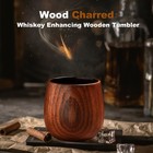 2 Pack Charred Wooden Whiskey Glasses     Bourbon Tumblers For Men With Burnt I   