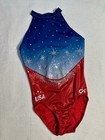 Gk Elite Gymnastics Team Usa Replica Freedom Leotard Sequin Bling Hi-neck  Am