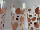 Vintage Mid Century Mcm Yellow Pink   Gold Polka Dot Glass Tumblers 5 1 4  