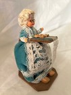 Vintage Miniature Granny Bobbin Lace Making Doll Blinking Eyes 5 Inch