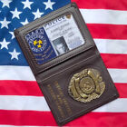 Resident Evil Stars Metal Badge Leather Wallet With Id Card Holder Cosplay Prop