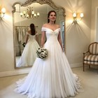Chiffon Wedding Dresses Off The Shoulder Sweep Train A Line Ruching Bridal Gowns