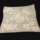 Vintage Crocheted Lace Square With Butterfly   Floral Handmade Table Placemat