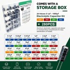 280 Pcs 24 Value Aluminum Electrolytic Capacitor Assortment Kit 0 1  f-1000  f