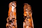 Chinese Boxwood Finely Carved Five Poison Ruler Paperweight Statue Ornament