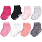  Unisex Baby Organic Cotton Socks With Non-skid 6-12 Months Solid Black Pink