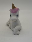 Vintage 1980s Porcelain Bisque Rainbow White Pony Unicorn Figurine Statue