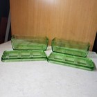 2 Hazel Atlas Criss Cross Depression Green Uranium Glass Refrigerator Dishes