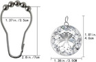 12-pack Crystal Shower Curtain Hooks Clear Bling Rhinestone Decorative Rings Whi