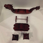 Vtg 14  Carved Wood Asian Japanese Chinese Dragon Long Boat W compartment