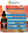 Beard Growth Oil - Fast Growing Facial Hair Oil For Men  Peach Grapefruit