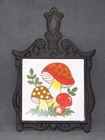 Vintage 1978 Merry Mushroom Tile   Cast Iron Trivet Pot Holder Sears Roebuck