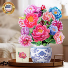 Pop Up Flower Card  3d Paper Flowers Bouquet     14  Peony  Birthday  Mother   s Day