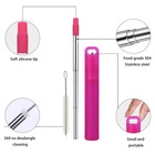 -reusable Straws 12 Pack Collapsible Portable Stainless Steel Straws  With Pl   