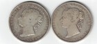 2 X Newfoundland Fifty Cents Victoria 925 Silver Coins 1899 Narrow 9 s And 1900