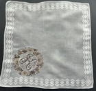 A  Vintage White Linen Hankie Madeira Style Hand Embroidered Monogram K Wedding