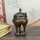 3 4-inch Brass Great Ming Xuande Incense Burner With Base Tripod Antique