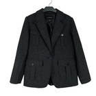 Banana Republic Herringbone Blazer Size 12 In Dark Grey