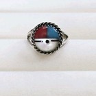 Vtg Sun Ring Sy Turquoise Coral Mop Zuni Pinky Ring Child Southwest Sz 4