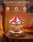 Rolife Wooden 3d Puzzles Carousel Music Box Building Toys Diy With Led Xmas Gift
