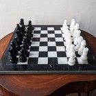 Handmade Marble Chess Set Black White Real Stone Tournament Chess Size 12 X 12