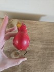 Roseville Ohio L h Pottery Red Cardinal Bird Bath Clip On 1960s Vintage