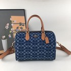 Coach Cy699 Rowan Large Satchel Bag Signature Canvas Blue Brown Outlet