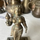 Indian Antique Old Brass Handmade Standing Goddess Radha Lotus Statue Figurine
