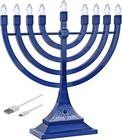 Zion Judaica Blue Electronic Hanukkah Menorah Powered By Full Size  