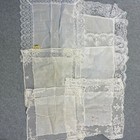 Vintage Handkerchief Lot Lace Trimmed Floral Embroidered White Linen 9pc