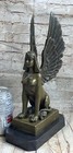 Signed Original Aldo Vitaleh Nude Sphinx Bronze Sculpture Marble Base Figurine