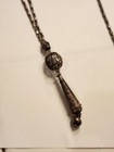 Antique Rare Victorian Sterling  Beaded Tassel Necklace 32  Plus The Pendant