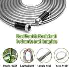 25 50 75 100ft Lightweight Stainless Steel Metal Garden Water Hose Pipe Flexible