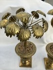 Brass Palm Tree Candlesticks British Colonial Candle Holder Pot Stand Pair