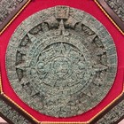 Aztec Mayan Calendar Rare Vintage 18    Green Malachite Stone Wood Wall Art Mexico