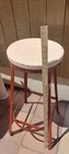 Vintage Early Mid Century Industrial Steel Stool Wood Top Factory Workshop Red