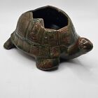 Vintage Ceramic Green Turtle Planter Trinket Dish Retro Succulent Signed